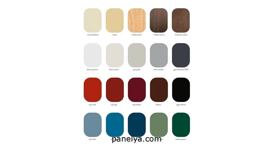 Carta colores panel sándwich