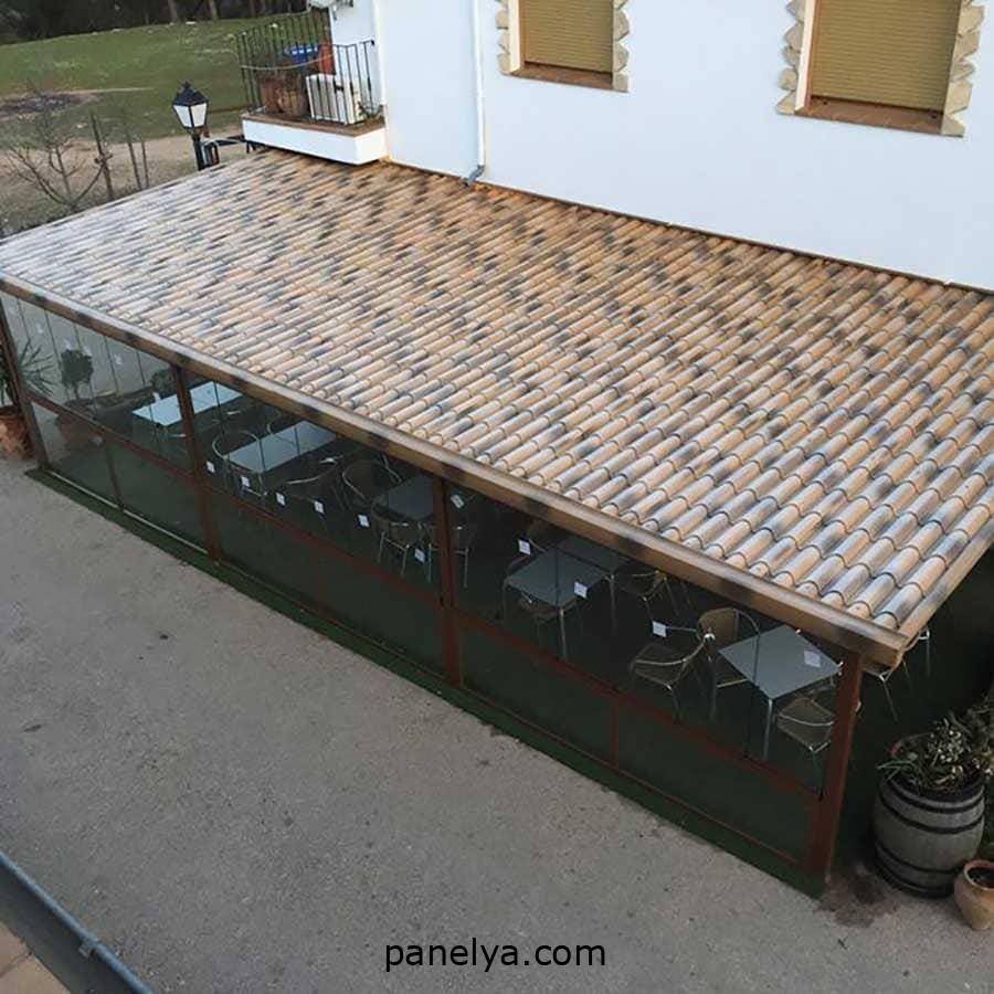 Panel teja sanwich, para cubiertas de terrazas y porches.
