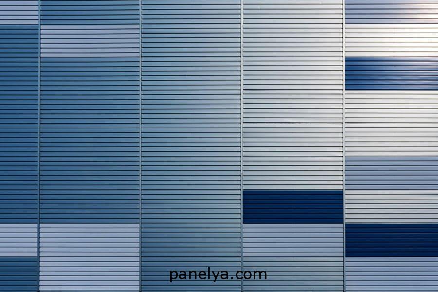 Fachada de panel composite de tonos azules